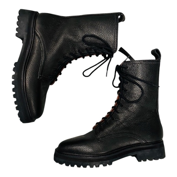 Reformation Black Moto Boots with Textured Leather - Picture 1 of 7